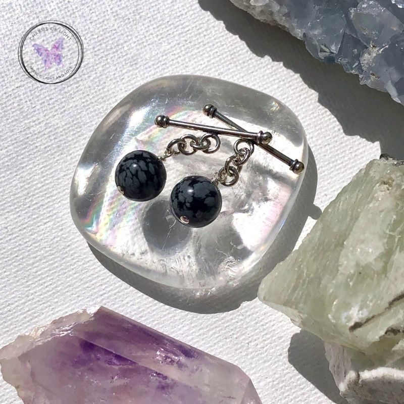 Snowflake Obsidian T Bar Chain Cufflinks